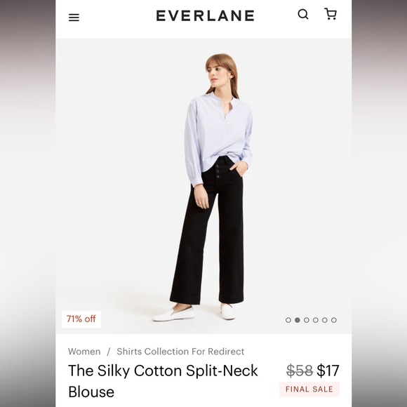 Everlane Silky Split Neck Blouse Size 8 - Picture 4 of 4